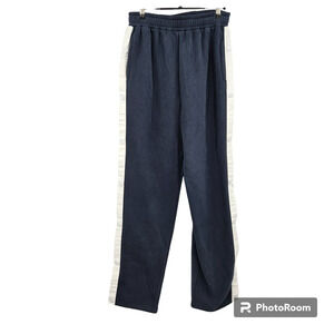 yllw Mens Sweatpants Navy Blue Strip Button Detail Elastic Waist Pull On Size M